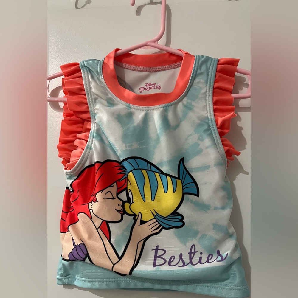 Disney Princess Coral and White Top swimsuit beachwear Little Mermaid 4T